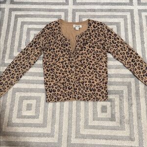 Chico's Animal Print Button-Up Sweater